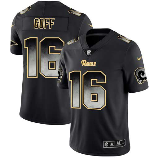 Men Los Angeles Rams 16 Goff Nike Teams Black Smoke Fashion Limited NFL Jerseys